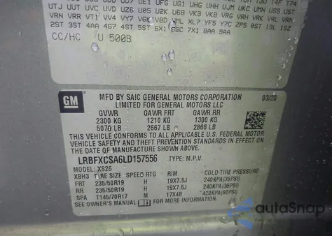 2020 Buick Envision Fwd Essence from USA, damaged, VIN LRBFXCSA6LD157556